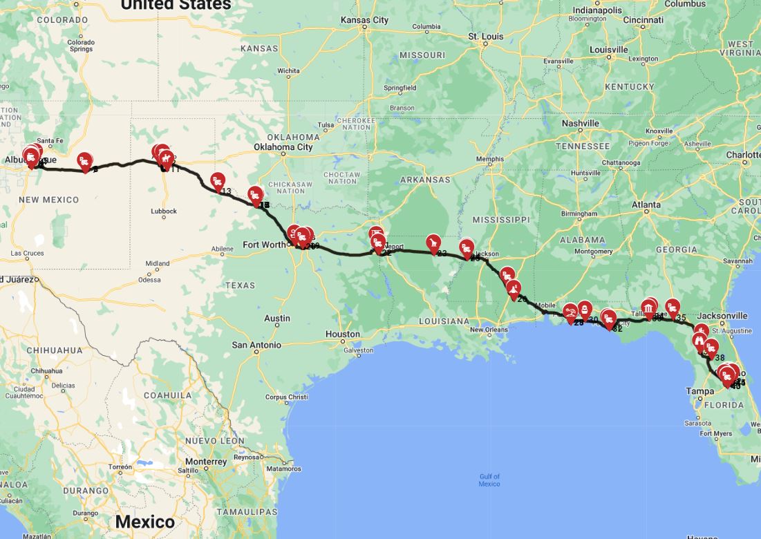 With an RV motorhome from Albuquerque to Orlando